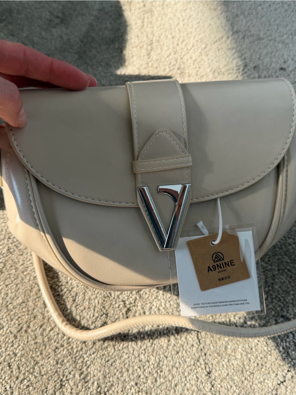 Cream Crossbody Bag with Silver Accent